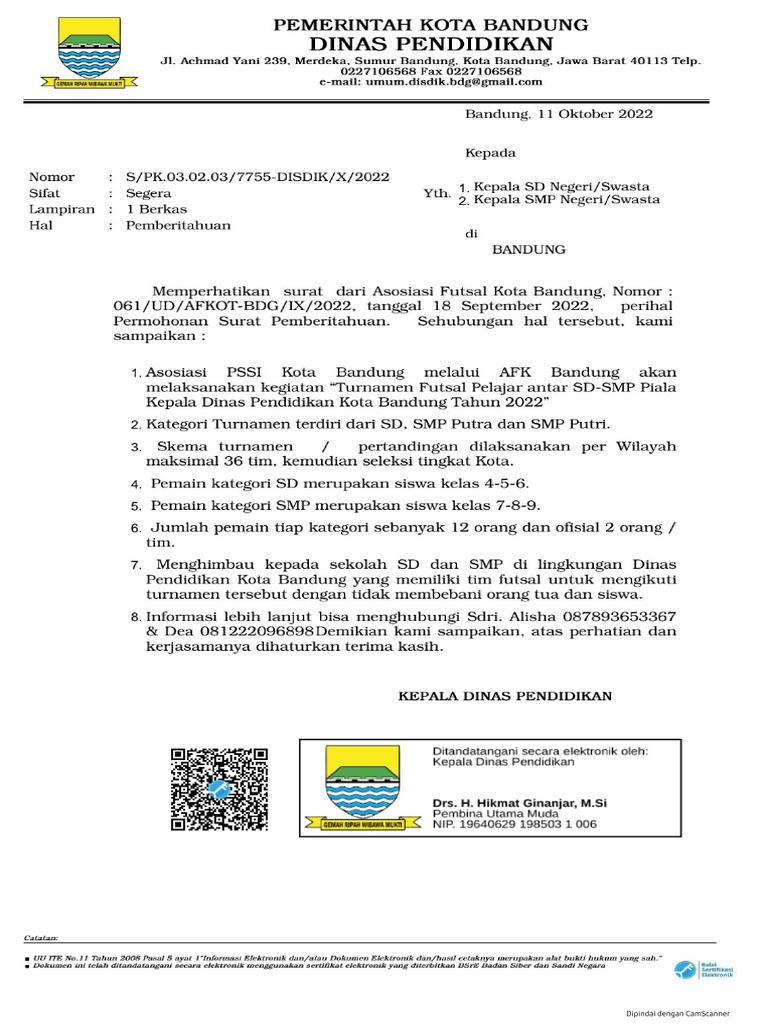 Surat Pemberitahuan Futsal & Lampiran PDF