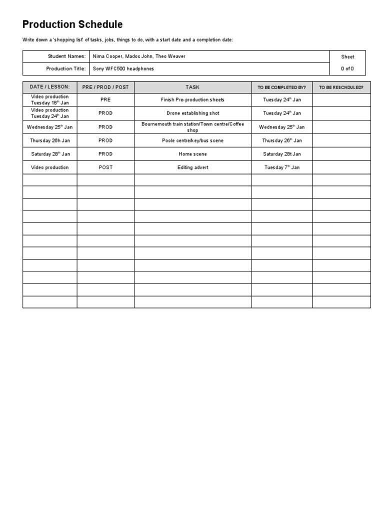 MPTV Production Schedule Overview | PDF