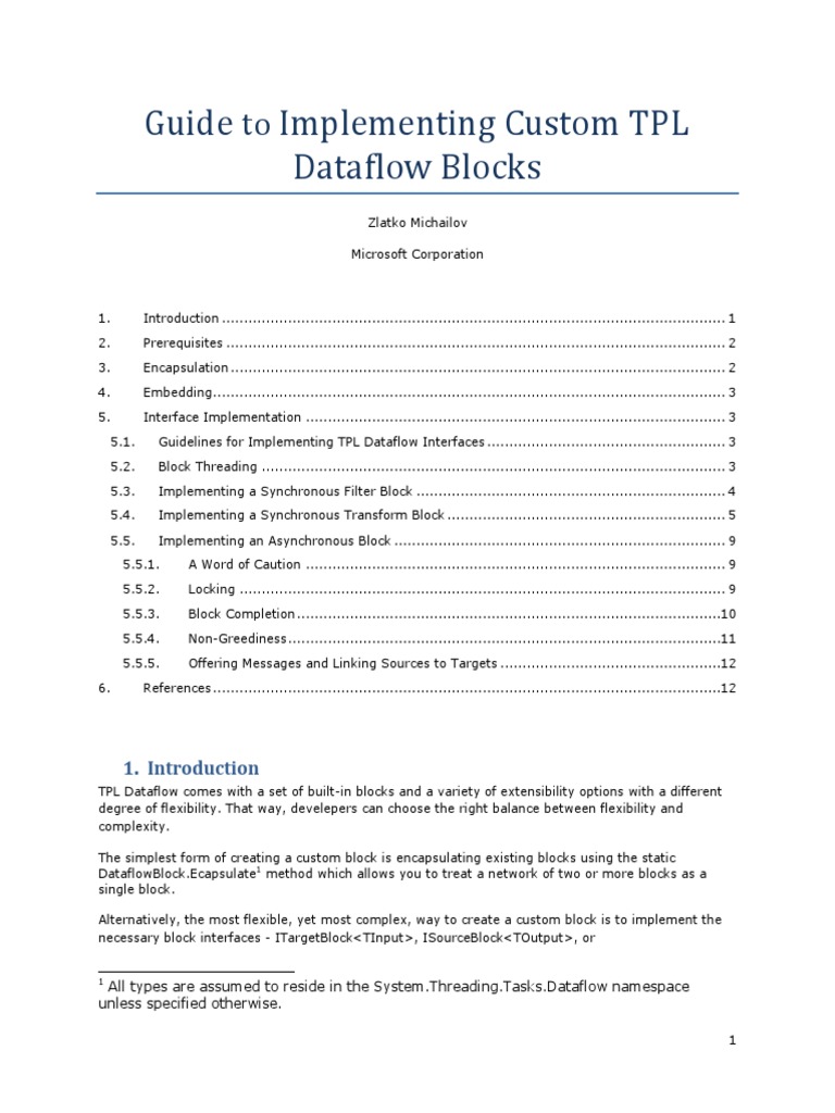 (RUS) Guide To Implementing Custom TPL Dataflow Blocks PDF Class