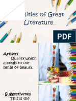 Qualities of Great Literature: Forms, Genres and Styles