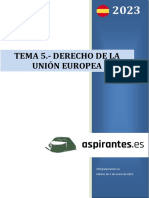 Tema 5. Guion Del Aspirantes Sobre Derecho de La Union Europea Enero 2023