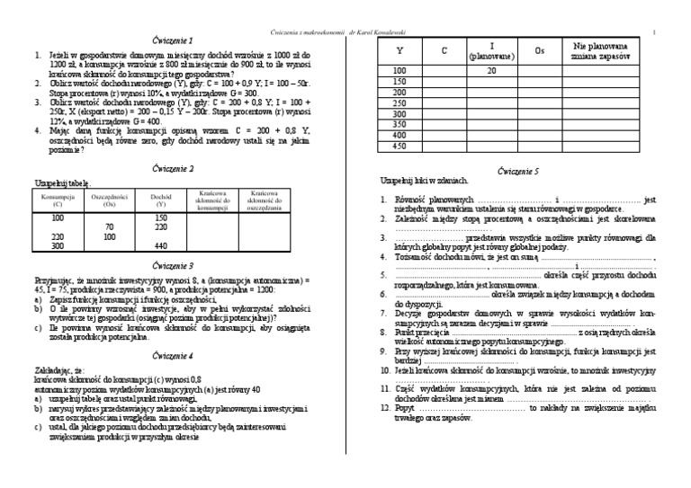 To Jest Chemia 2 Cwiczenia Cwiczenia Z Makroekonomii STR 1 | PDF