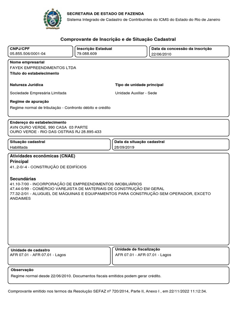 Inscrição Estadual | PDF