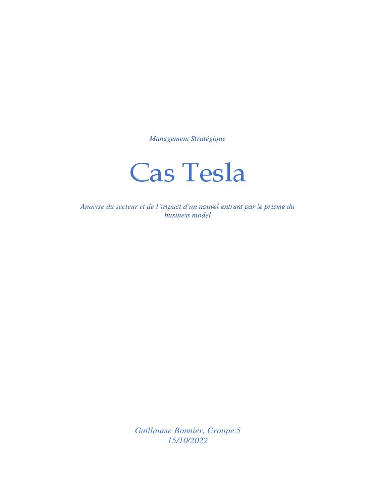 Étude de cas : Tesla et son impact | PDF | Voitures | Système d ...