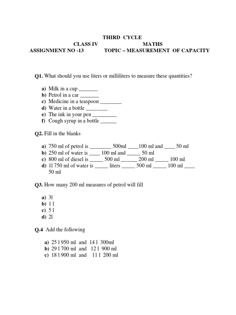 CBSE Class 4 Math Revision Worksheet | PDF