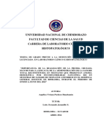 Universidad Nacional de Chimborazo Facultad de Ciencias de La Salud Carrera de Laboratorio Clínico E Histopatológico