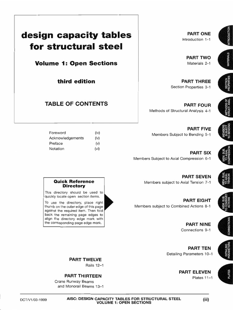 4AISC - Design Capacity Tables For Structural Steel - Open Sections | PDF