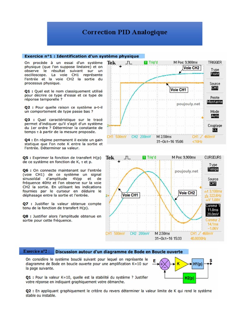 Correction PID et Identification de Systèmes | PDF | Ingénierie ...