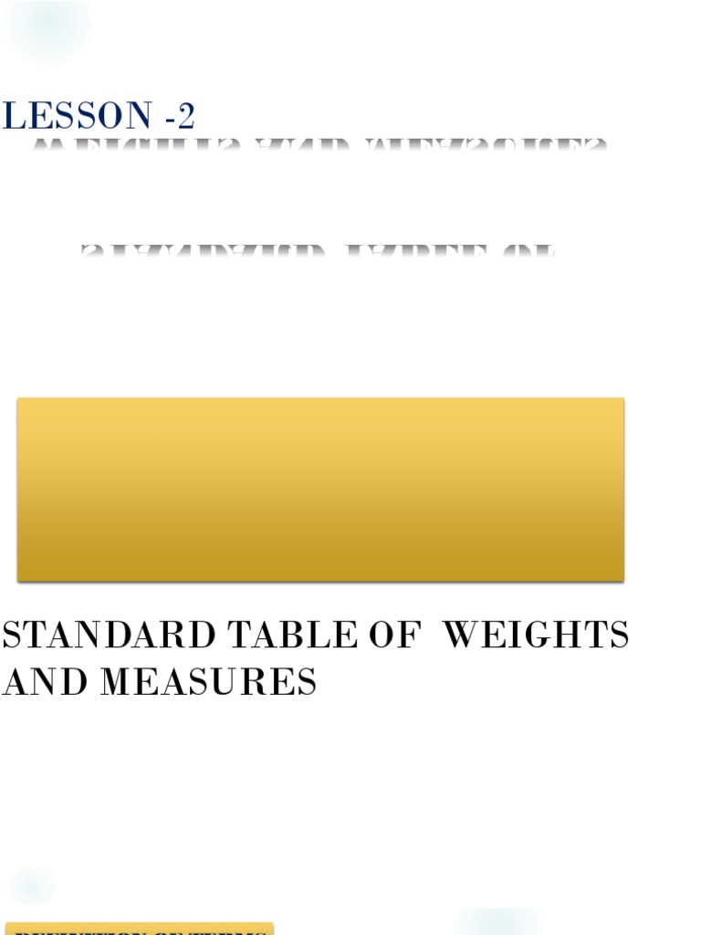 Lesson 2 - Standard Table of Weights and Measures | Download Free PDF ...