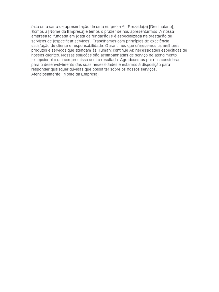 Carta De Apresentação De Uma Empresa Ai Pdf