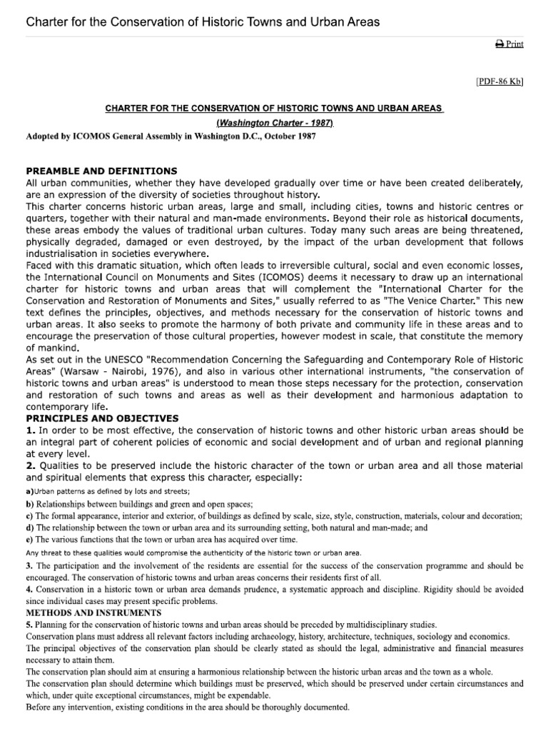 Harter For The Conservation of Historic Towns and Urban Areas | PDF