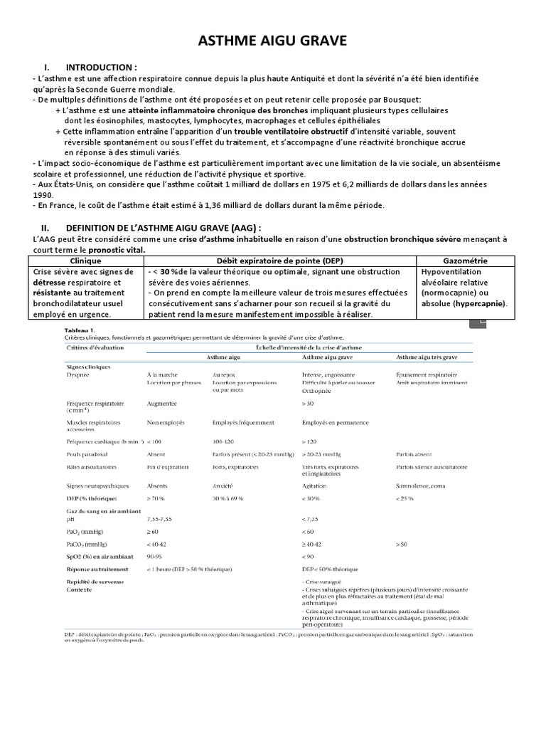 Asthme Aigu Grave : Diagnostic et Traitement | PDF | Asthme | Respiration