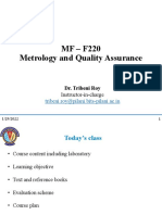 MF - F220 Metrology and Quality Assurance: Tribeni - Roy@pilani - Bits-Pilani - Ac.in