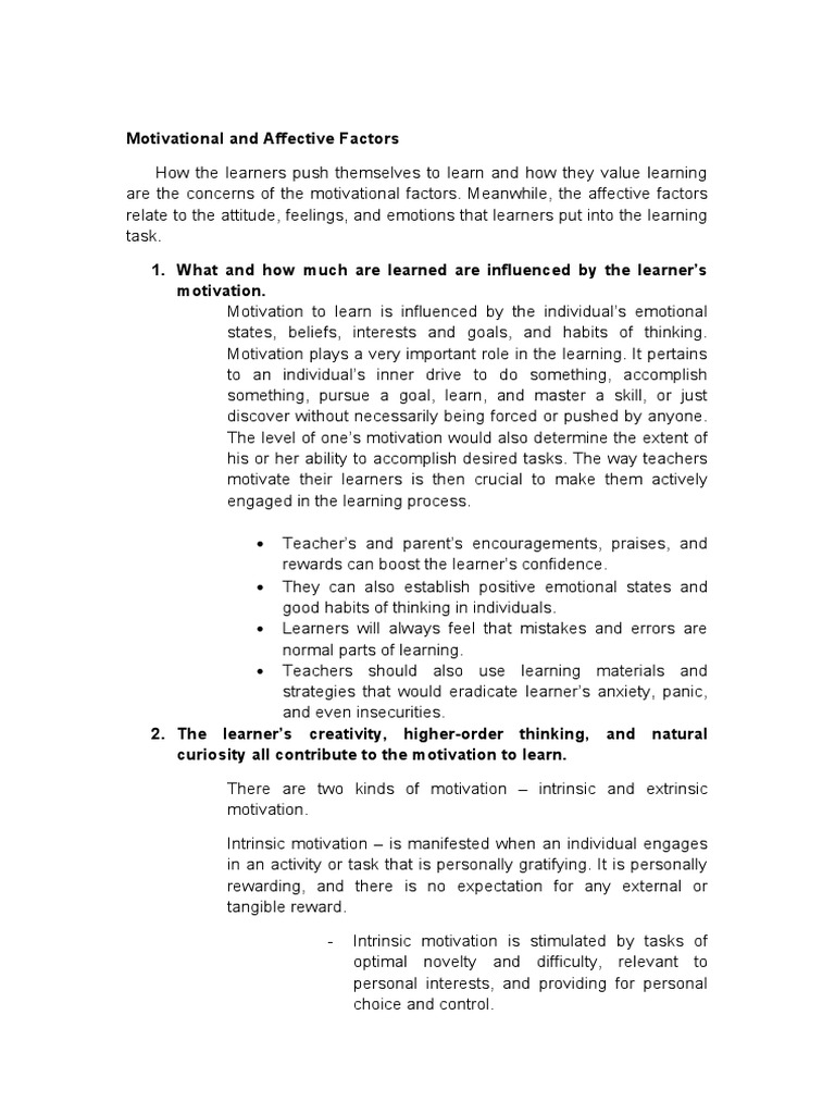 Motivational and affective factors download free pdf motivational