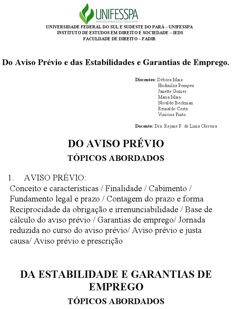 Aviso Prévio: Conceitos e Cálculos | PDF | Emprego | Indenização