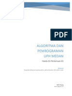 Algoritma Dan Pemrograman Uph Medan: Hands-On Pertemuan-01