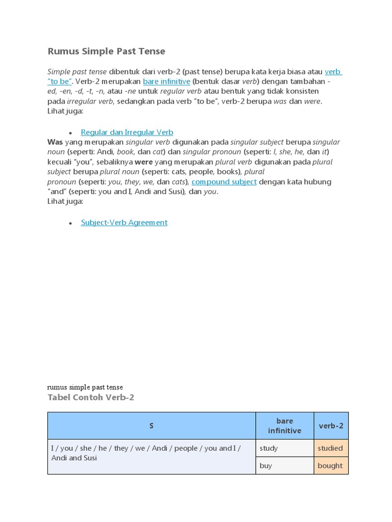Rumus Simple Past Tense | PDF