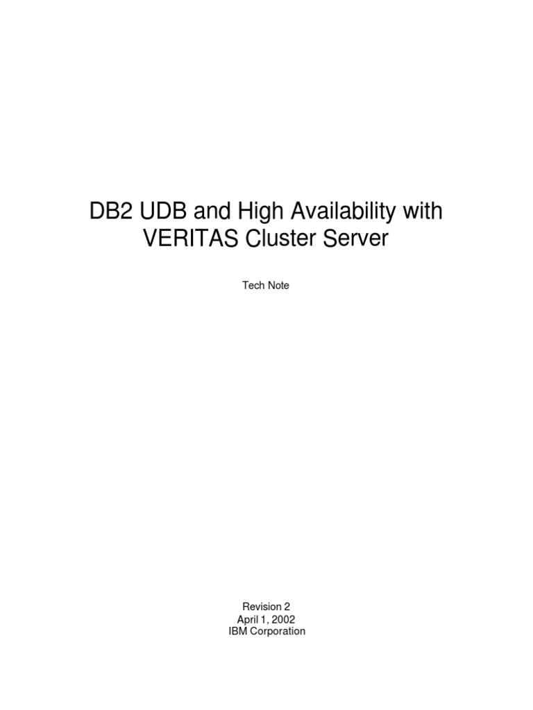 Veritas and DB2 | PDF | Computer Cluster | Ibm Db2