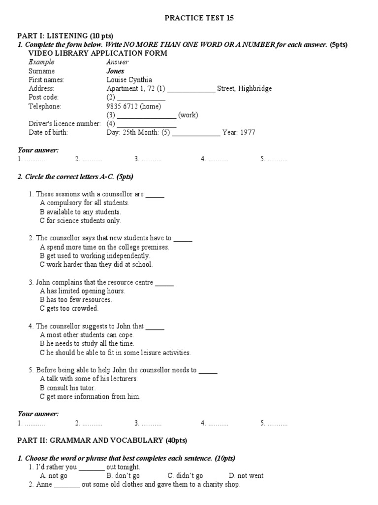 Practice Test 15 | PDF