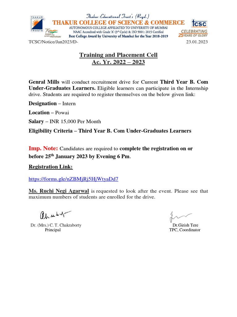 General Mills IInternship Drive January 2023 PDF Audit Internship