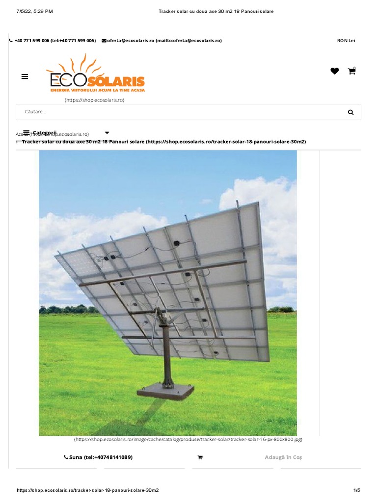 Tracker Solar Cu Doua Axe 30 m2 18 Panouri Solare | PDF | Manufactured ...