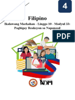Filipino4 q2 Mod33 Pagbigayreaksyonsanapanood v2
