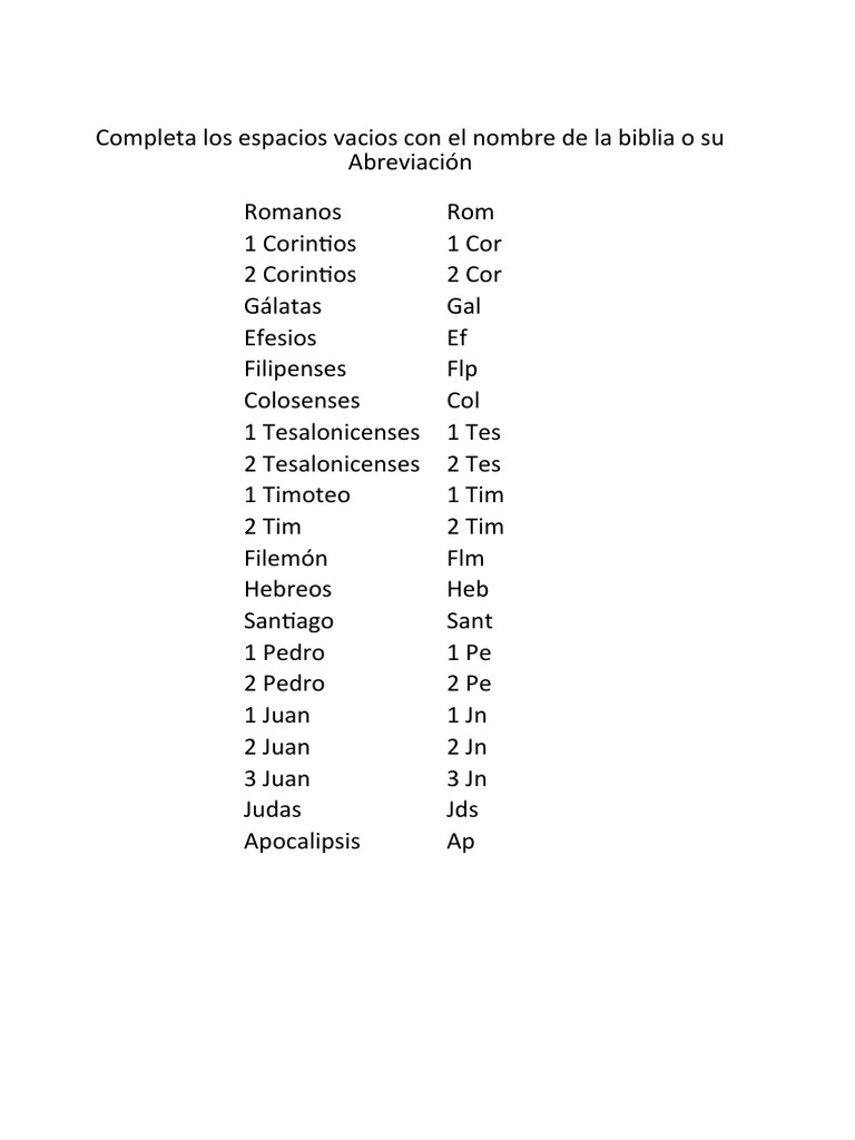 Abreviaturas de Libros de la Biblia | PDF | Religión y espiritualidad