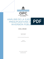 Analisis de La Ejecucion Presupuestaria de La Inversion Publica Ano 2022 Enero 2023