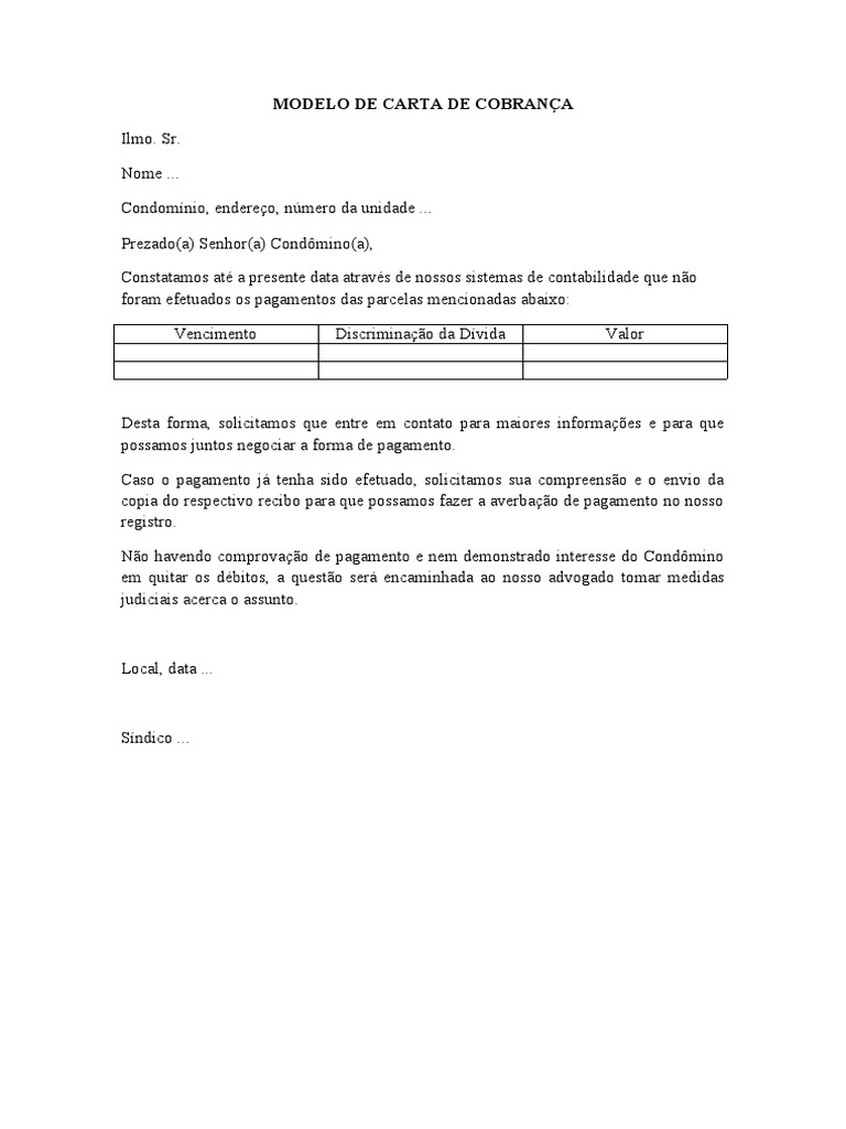 Modelo de Carta de Cobranca | PDF