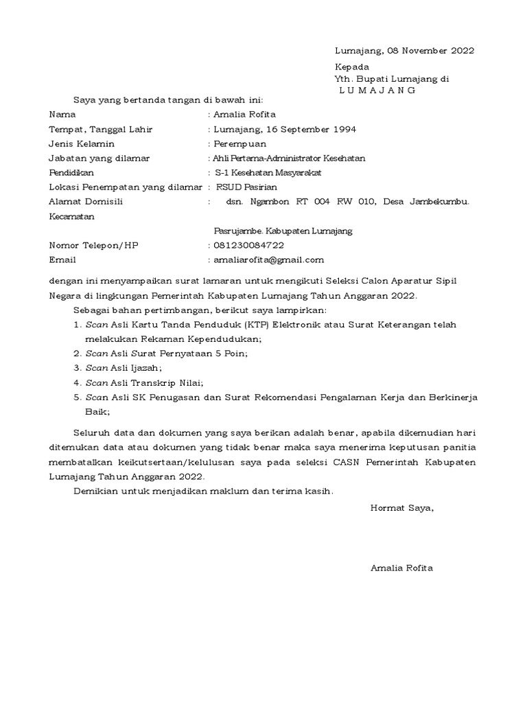 Form Lamaran Pppk Nakes 2022 Pdf