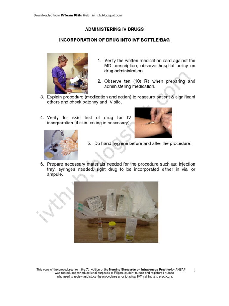Procedure III. A. Incorporation of Drug Into Ivf Bottlebag | PDF ...