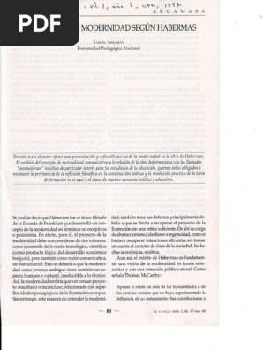 El concepto de modernidad según Habermas