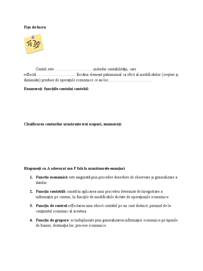 Fisa Lucru Contul | PDF