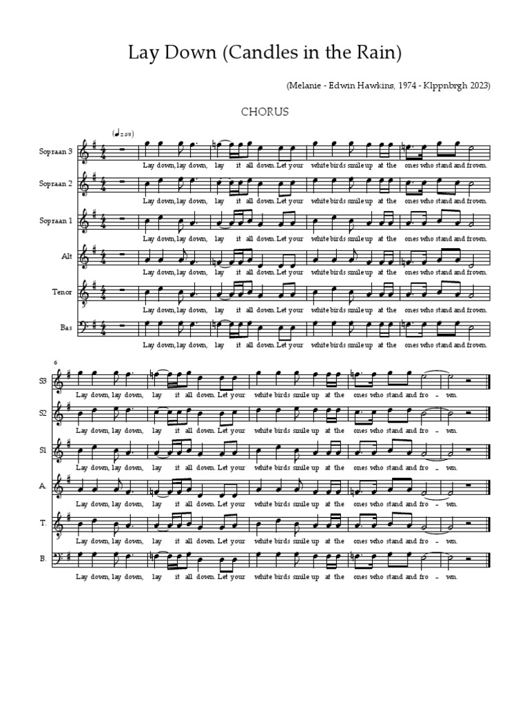 Lay Down (Candles in The Rain) CHORUS (MelanieE.Hawkins) PDF