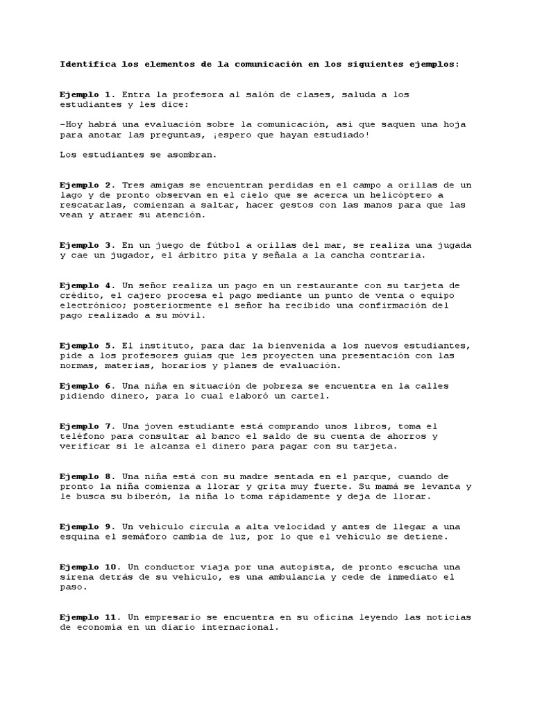 Ejemplos Elementos de La Comunicación | PDF | Salud y bienestar