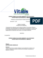 Normas Sobre Evaluación Ambiental de Actividades Susceptibles de Degradrar El Ambiente