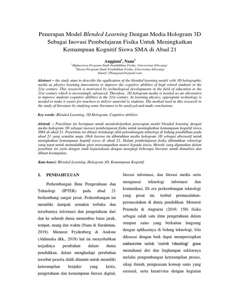 Blended Learning dengan Hologram 3D Fisika | PDF | Seni | Komputer