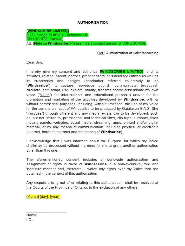Windscribe Voice Authorization PDF