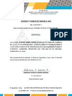 Certificación Laboral Alneiro Gamez ADOM S.A.S.