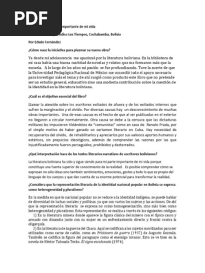 Samuel Arriarán: La literatura boliviana es parte Importante de mi vida