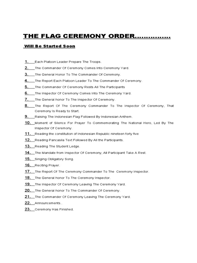 Flag Ceremony Order PDF