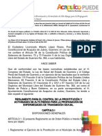 Reglamento Control de La Prostitucion y Actividades de Alto Riesgo para La Propagacion de ETS Jul2022