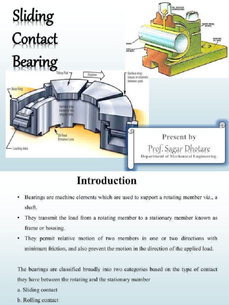 Sliding Contact Bearing Theory Prof Sagar Dhotare PDF