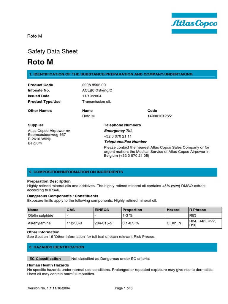 MSDS Gear Case Oil MD PDF