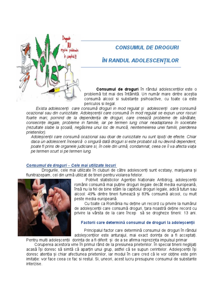 Consumul de Droguri in Randul Adolescentilor Bun | PDF