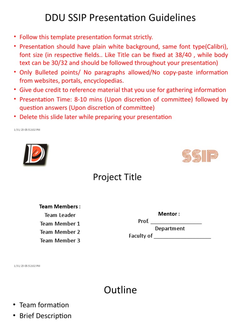 SSIP Presentation Guidelines | PDF | Prices | Innovation