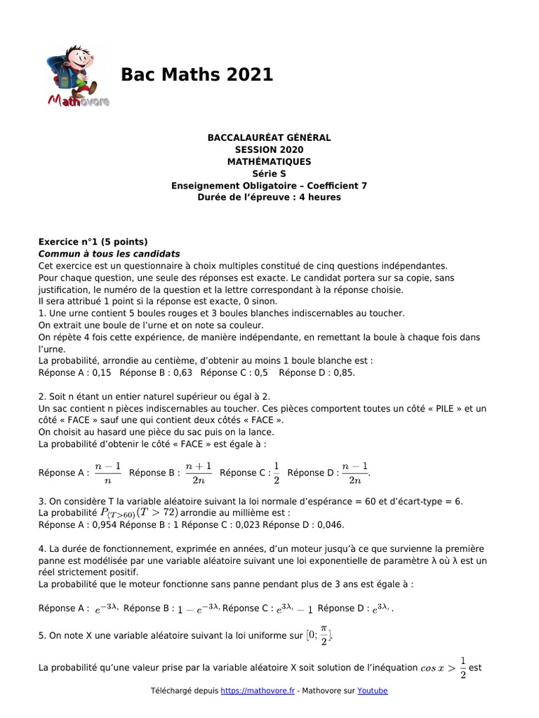 Bac Maths S _ Maths Baccalauréat – QGBR