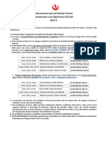 Instrucciones para El Examen Parcial Introduccion A Los Algoritmos 2022-2