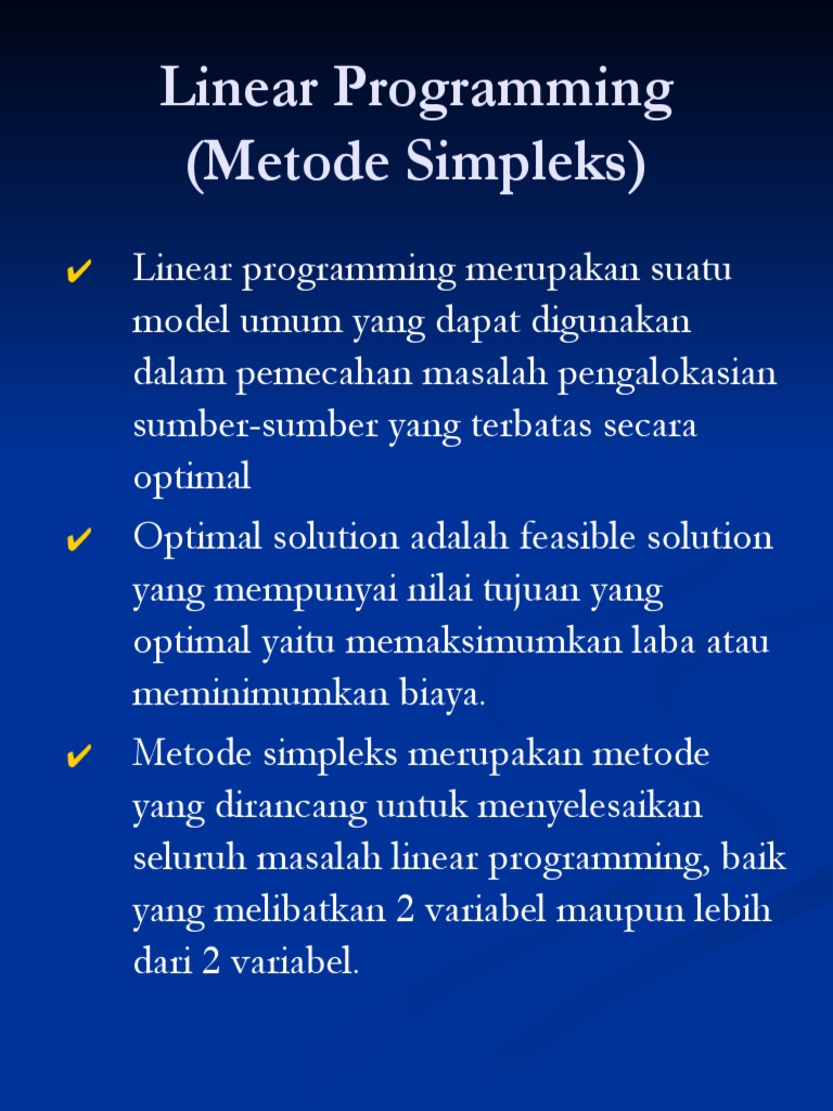 Linear Programming (Metode Simpleks) | PDF