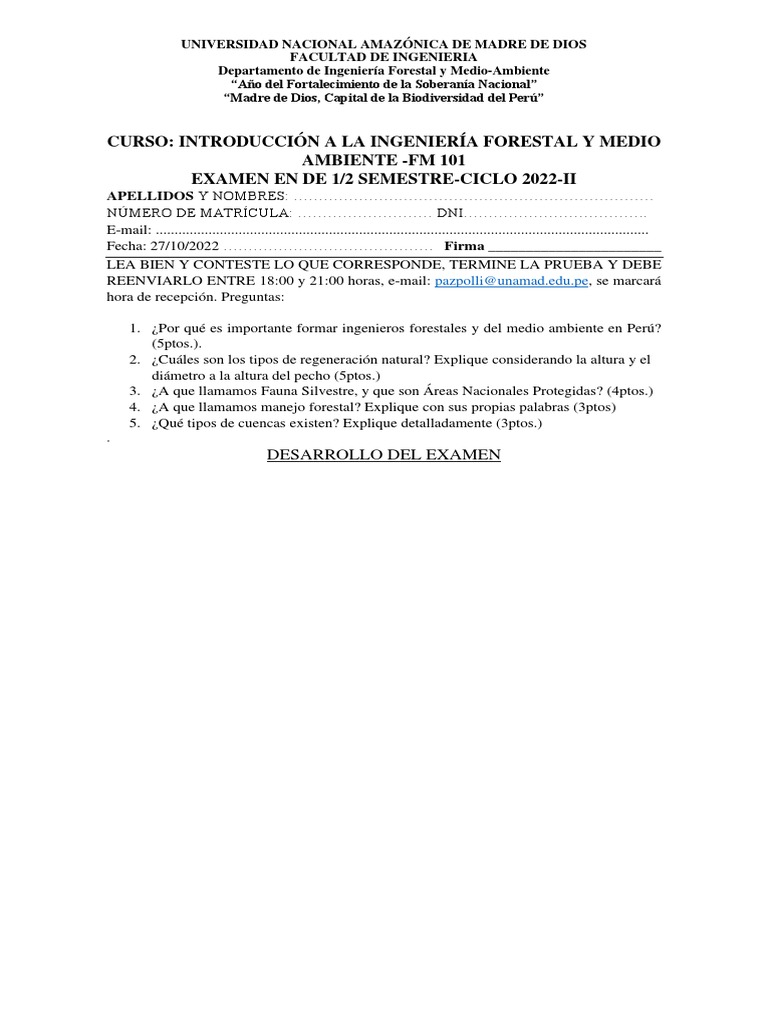 Curso introducci n a la ingenier a forestal y medio ambiente fm 101